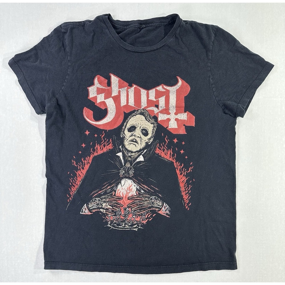 Ghost Band Horror Graphic Tee Black Red Occult Metal Rock Shirt Small